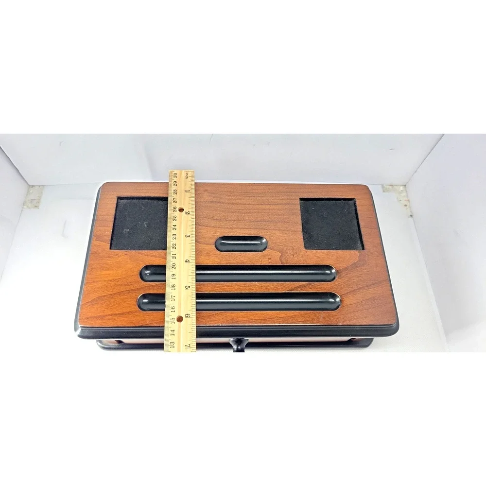 Vintage Wooden Desk Organizer Pen Holder w/ Drawer Felt Compartments Office...